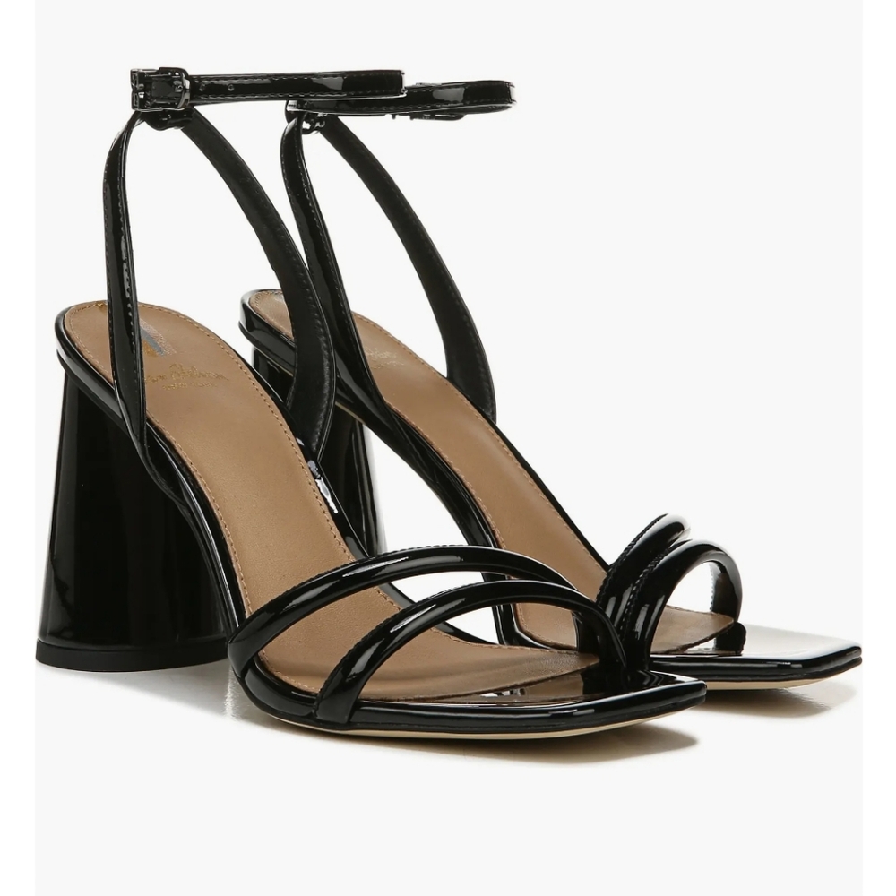 Sam Edelman black patent leather 4" heel sandal
